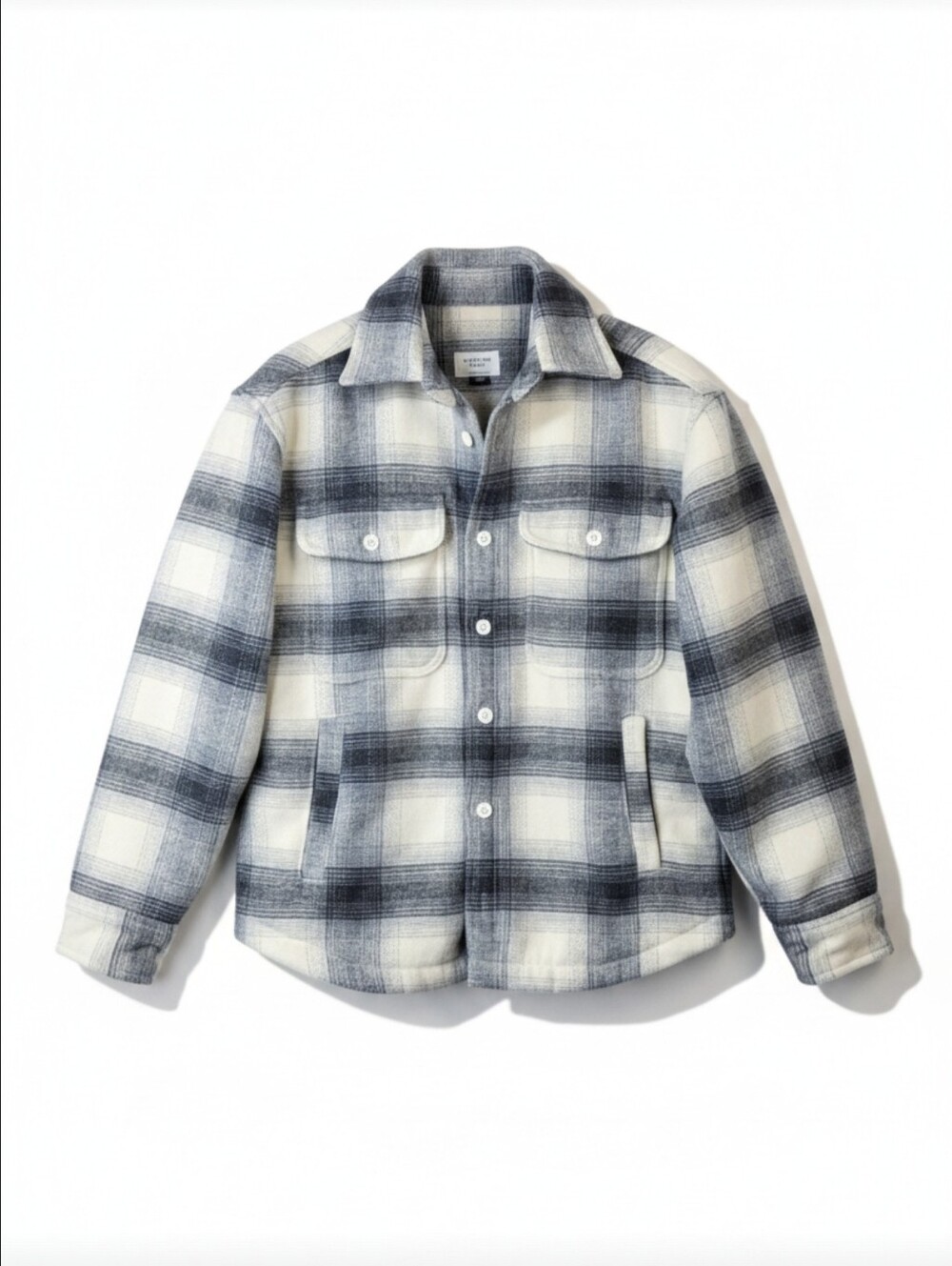AE Oversized Flannel Shacket | Cozy Gray/White Plaid | Women's Small